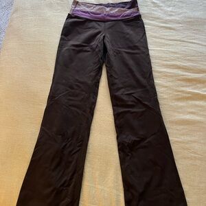 Black Yoga Pants with Purple Waistband